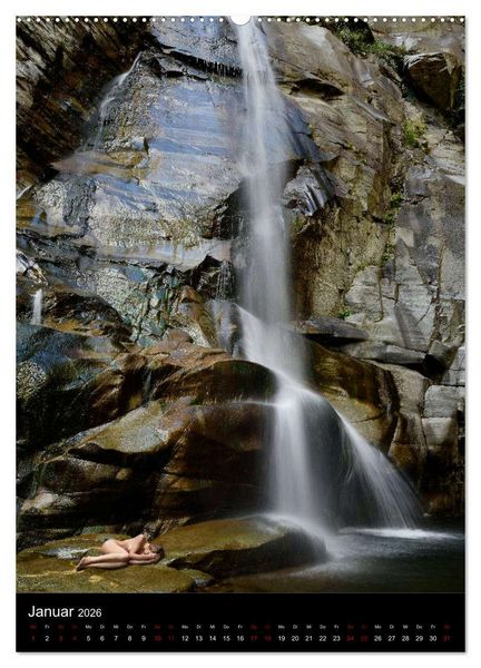 Produktbild: Wasserf&auml;lle im Tessin - Aktaufnahmen an sch&ouml;nen Wasserf&auml;llen in der S&uuml;dschweiz (hochwertiger Premium Wandkalender 2026 DIN A2 hoch), Kunstdruck in Hochglanz