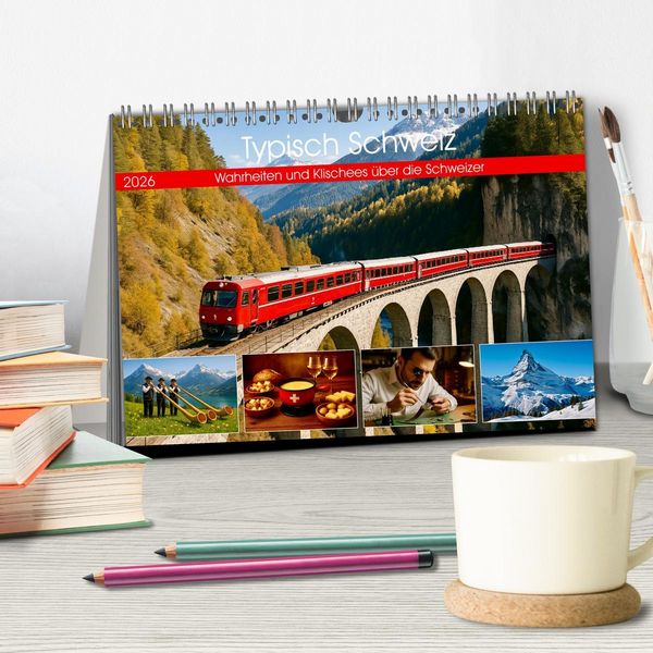 Produktbild: Typisch Schweiz (Tischkalender 2026 DIN A5 quer), CALVENDO Monatskalender