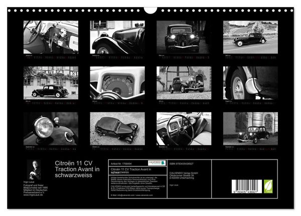 Produktbild: Citro&euml;n 11 CV Traction Avant in schwarzweiss (Wandkalender 2025 DIN A3 quer), CALVENDO Monatskalender