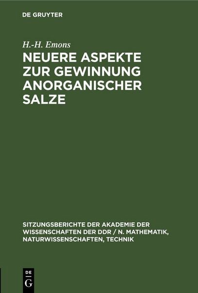 Produktbild: Neuere Aspekte zur Gewinnung anorganischer Salze