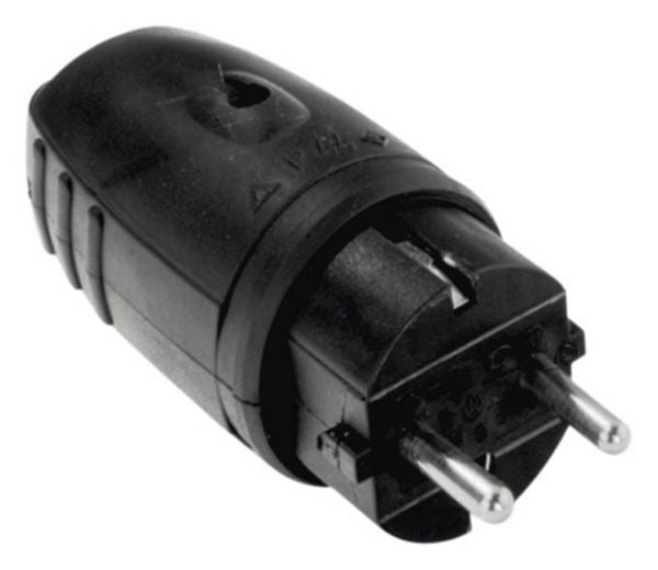 Bachmann 913.171 Schutzkontaktstecker Gummi, Silikon 250V Schwarz IP20