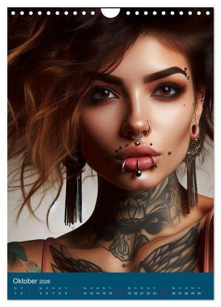 Produktbild: Tattoo und Piercing Women (Wandkalender 2026 DIN A4 hoch), CALVENDO Monatskalender