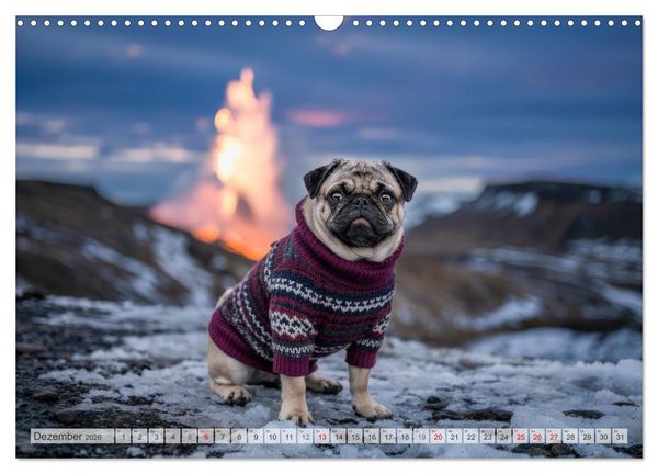 Produktbild: Eine Mopsige Weltreise (Wandkalender 2026 DIN A3 quer), CALVENDO Monatskalender