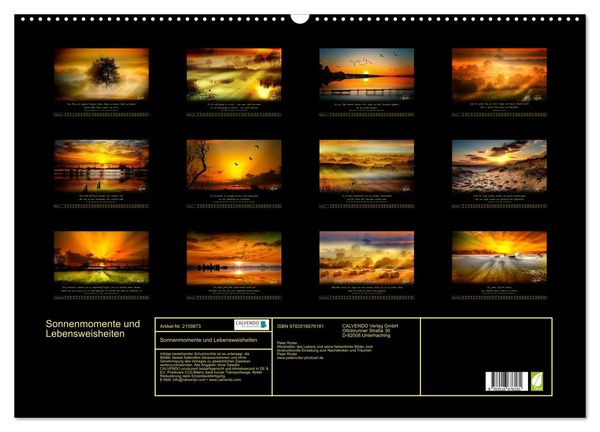 Produktbild: Sonnenmomente und Lebensweisheiten (Wandkalender 2026 DIN A2 quer), CALVENDO Monatskalender