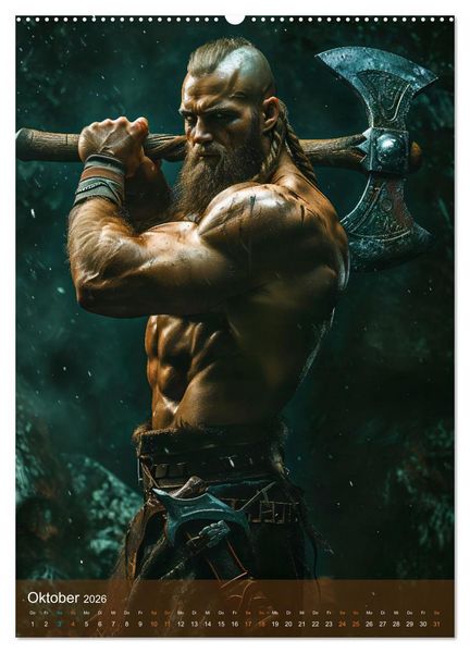 Produktbild: Wikinger - Fantasie Nordm&auml;nner mit Tattoo, Axt und Schwert (Wandkalender 2026 DIN A2 hoch), CALVENDO Monatskalender