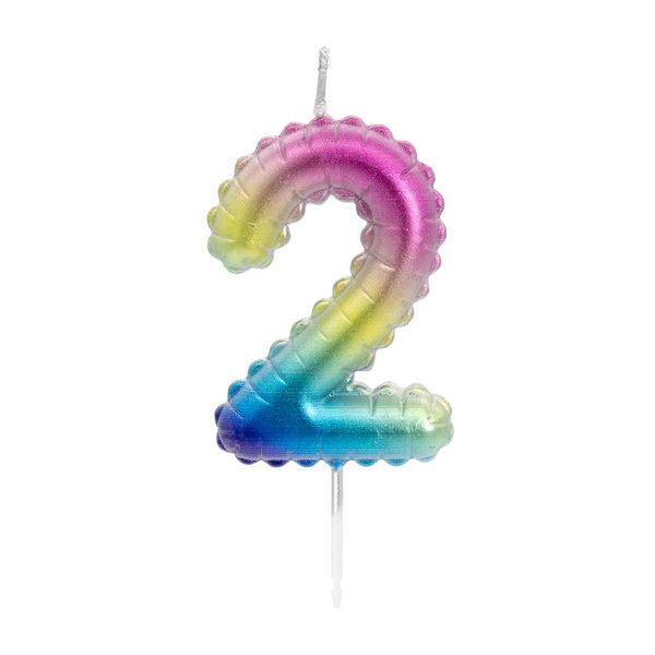 Produktbild: Idena Zahlenkerze 2 Regenbogen metallic