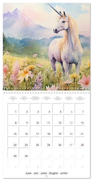 Produktbild: Licornes de conte de f&eacute;es (Calendrier mural carr&eacute; 2026 30x30 cm) Calendrier double avec une page pour vos prises de notes