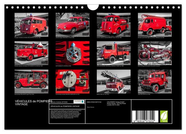 Produktbild: V&Eacute;HICULES de POMPIERS VINTAGE (Calendrier mural 2026 DIN A4 vertical), CALVENDO calendrier mensuel