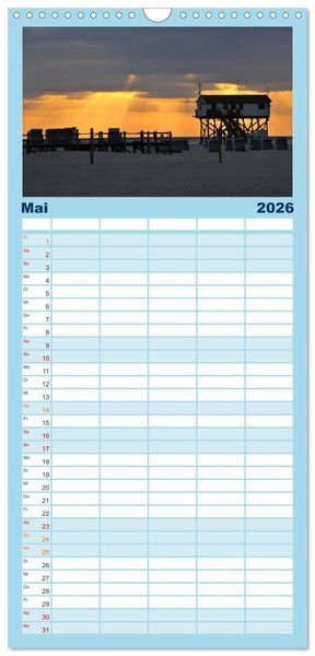 Produktbild: Familienplaner 2026 - St. Peter Ording mit 5 Spalten (Wandkalender, 21 x 45 cm) CALVENDO