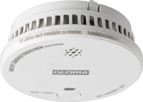 Produktbild: Gloria R1 Rauchwarnmelder batteriebetrieben (&Oslash; x H) 100mm x 33mm