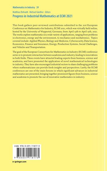 Produktbild: Progress in Industrial Mathematics at ECMI 2021