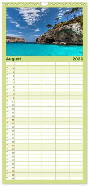Produktbild: Familienplaner 2026 - Mallorca - Trauminsel des S&uuml;dens mit 5 Spalten (Wandkalender, 21 x 45 cm) CALVENDO