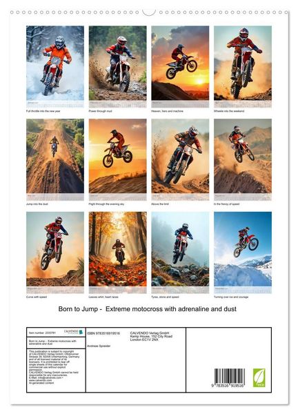 Produktbild: Born to Jump - Extreme motocross with adrenaline and dust (High Quality Premium Wall Calendar 2027 DIN A2 portrait),CALVENDO 12 Month Wall Calendar