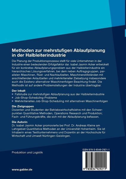 Produktbild: Methoden der mehrstufigen Ablaufplanung in der Halbleiterindustrie