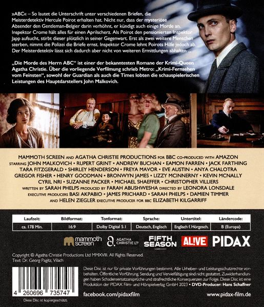 Produktbild: Agatha Christie: Die Morde des Herrn ABC (The ABC Murders) / Starbesetzte Neuverfilmung des Hercule Poirot-Romans mit John Malkovich