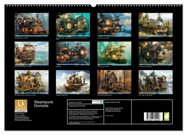 Produktbild: Steampunk Domizile (hochwertiger Premium Wandkalender 2026 DIN A2 quer), Kunstdruck in Hochglanz