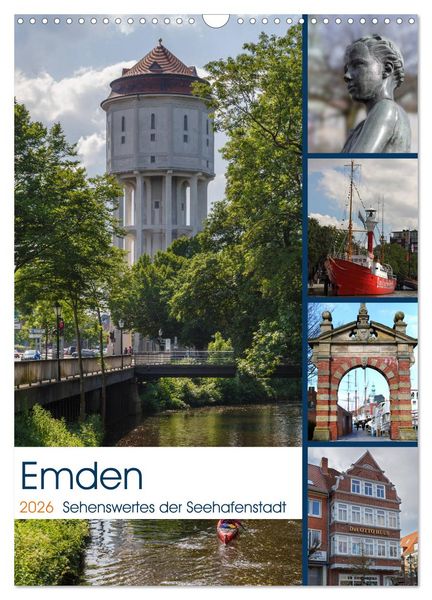 Produktbild: Emden - Sehenswertes der Seehafenstadt (Wandkalender 2026 DIN A3 hoch), CALVENDO Monatskalender