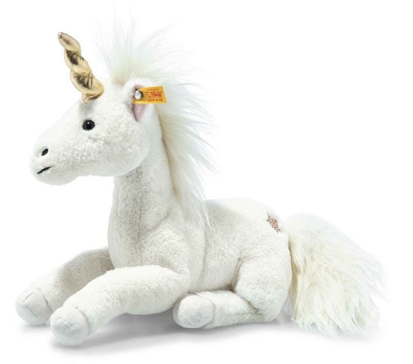 Produktbild: Steiff 067679 - Unica Schlenker-Einhorn, liegend, wei&szlig;, Pl&uuml;sch, 27 cm