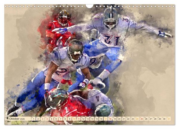 Produktbild: American Football - einfach cool (Wandkalender 2026 DIN A3 quer), CALVENDO Monatskalender