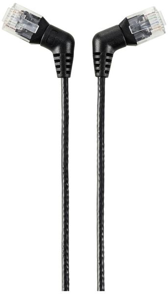 Produktbild: Renkforce RF-6071544 RJ45 Patchkabel CAT 6 U/UTP 2.00 m Schwarz Steckkontakte 360&deg; drehbar, Gewinkelter Kabelabgang 1 St.