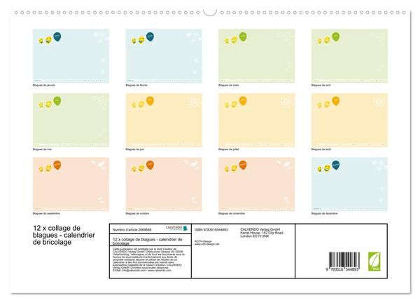 Produktbild: 12 x collage de blagues - calendrier de bricolage (Calendrier mural 2026 DIN A2 vertical) calendrier de bureau