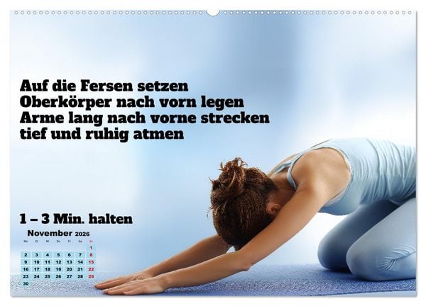 Produktbild: Yoga Kalender - &Uuml;bungen und Meditation f&uuml;r jeden Monat (Wandkalender 2026 DIN A2 quer), CALVENDO Monatskalender