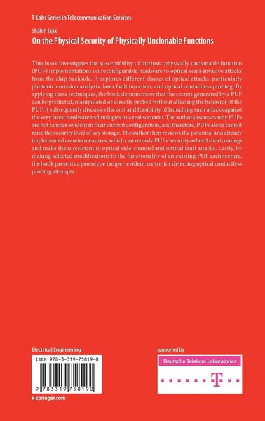 Produktbild: On the Physical Security of Physically Unclonable Functions