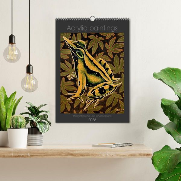 Produktbild: Acrylic paintings - Pfeilgiftfr&ouml;sche und Cham&auml;leons (Wandkalender 2026 DIN A3 hoch), CALVENDO Monatskalender