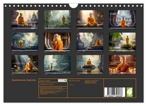Produktbild: Buddhistische Spr&uuml;che (Wandkalender 2026 DIN A4 quer), CALVENDO Monatskalender