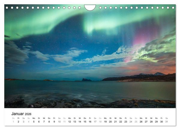 Produktbild: Nordlichter - Farbenspiel am arktischen Nachthimmel (Wandkalender 2026 DIN A4 quer), CALVENDO Monatskalender