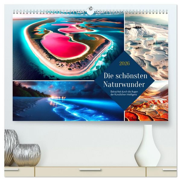 Produktbild: Die sch&ouml;nsten Naturwunder - Betrachtet durch die Augen der KI (hochwertiger Premium Wandkalender 2026 DIN A2 quer), Kunstdruck in Hochglanz