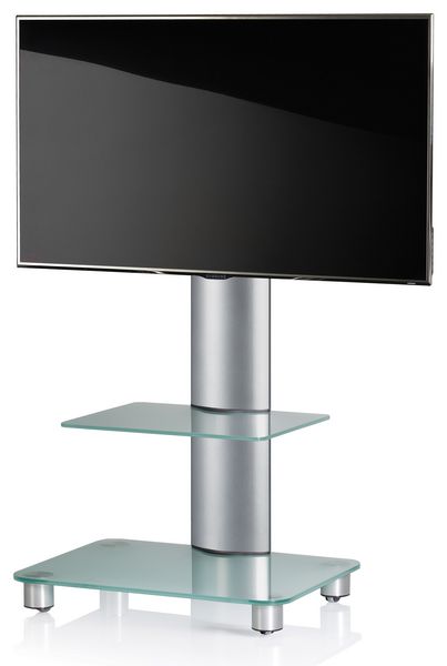 Produktbild: TV Standfu&szlig; St&auml;nder Rack Alu Glas Rollen Blino ZW