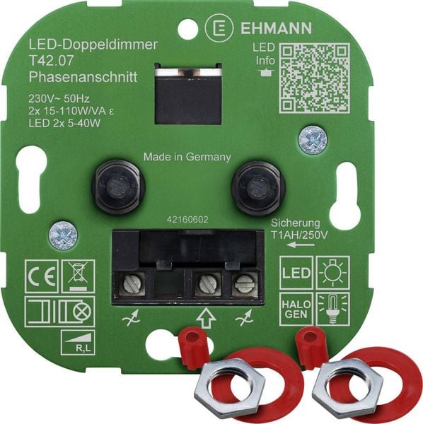 Produktbild: Ehmann 4260c0701 Unterputz Dimmer Geeignet f&uuml;r Leuchtmittel: LED-Lampe, Gl&uuml;hlampe, Halogenlampe Wei&szlig;
