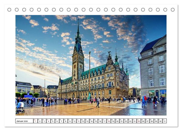 Produktbild: Hamburg sehen, f&uuml;hlen und lieben (Tischkalender 2026 DIN A5 quer), CALVENDO Monatskalender