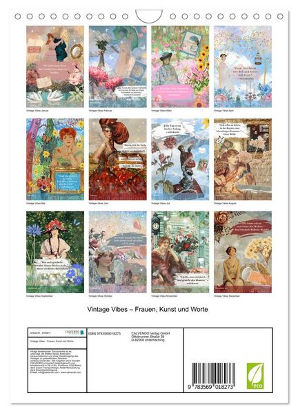 Produktbild: Vintage Vibes &ndash; Frauen, Kunst und Worte (Wandkalender 2027 DIN A4 hoch), CALVENDO Monatskalender