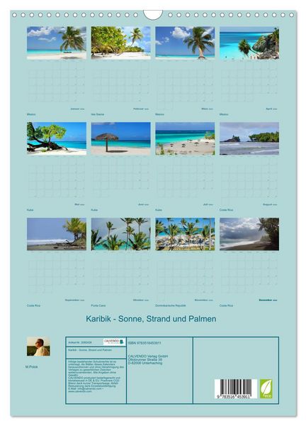 Produktbild: Karibik - Sonne, Strand und Palmen (Wandkalender 2026 DIN A3 hoch), CALVENDO Monatskalender