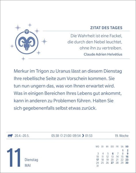 Produktbild: Widder Sternzeichenkalender 2027 - Tagesabrei&szlig;kalender - Ihr Horoskop f&uuml;r jeden Tag