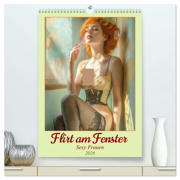 Flirt am Fenster - Sexy Frauen (hochwertiger Premium Wandkalender 2026 DIN A2 hoch), Kunstdruck in Hochglanz