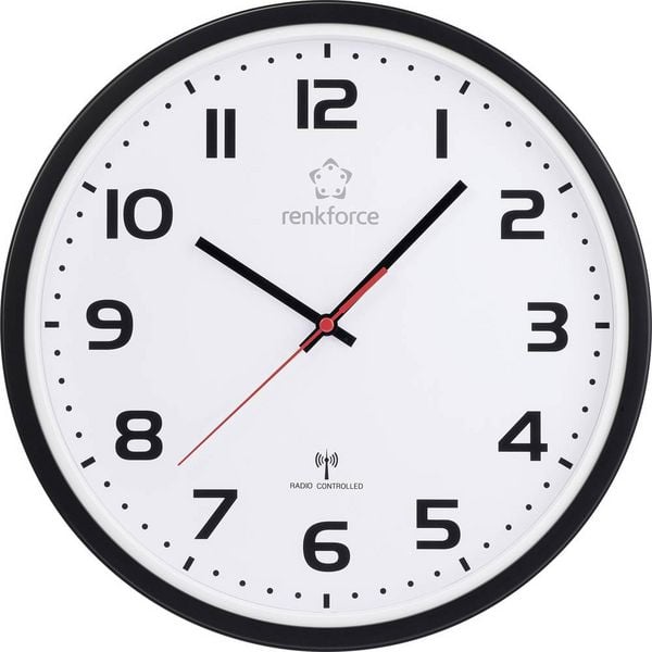 Produktbild: Renkforce RF-6826036 Funk Wanduhr 32cm x 45.5mm Wei&szlig;/Schwarz