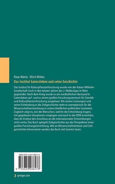 Produktbild: Das Institut Gatersleben und seine Geschichte