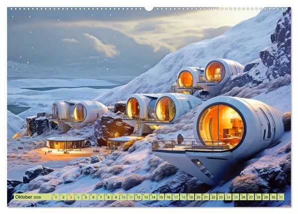 Produktbild: Futuristische moderne Behausungen (Wandkalender 2026 DIN A2 quer), CALVENDO Monatskalender