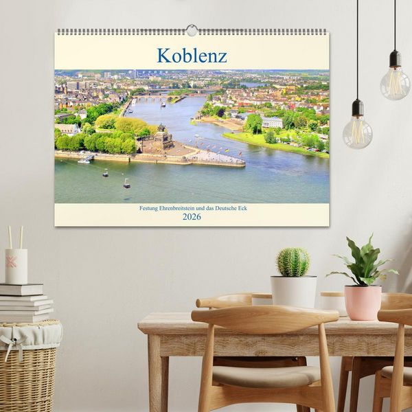 Produktbild: Koblenz - Festung Ehrenbreitstein und das Deutsche Eck (Wandkalender 2026 DIN A2 quer), CALVENDO Monatskalender