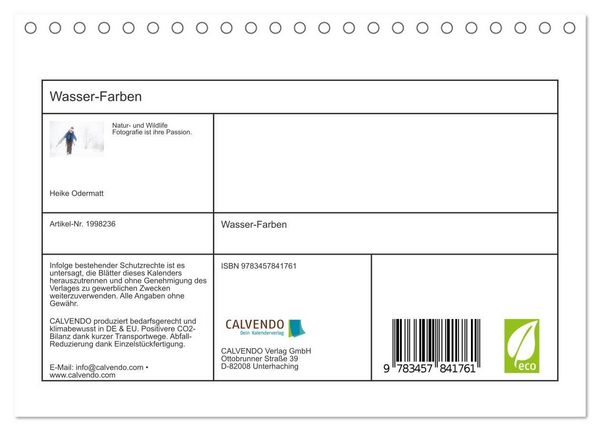 Produktbild: Wasser-Farben (Tischkalender 2026 DIN A5 quer), CALVENDO Monatskalender