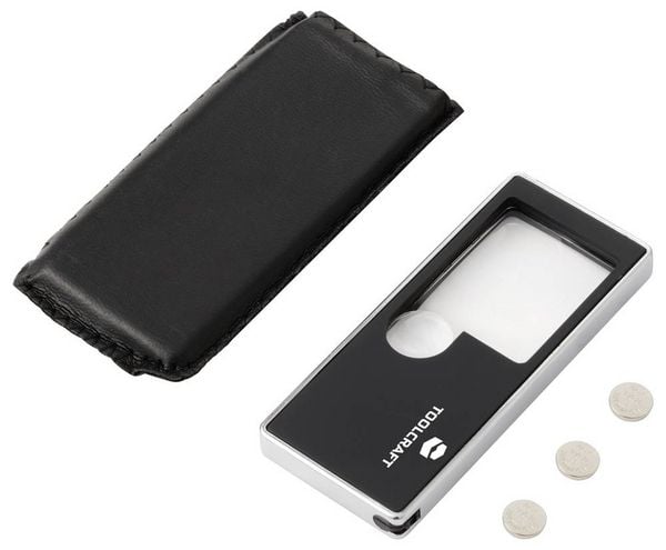 Produktbild: TOOLCRAFT TO-10283190 Handlupe mit LED-Beleuchtung Vergr&ouml;&szlig;erungsfaktor: 3 x, 10 x Linsengr&ouml;&szlig;e: (&Oslash;) 15 mm Schwarz
