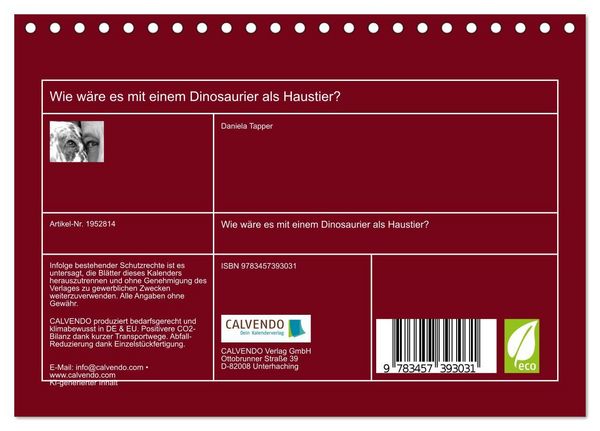 Produktbild: Wie w&auml;re es mit einem Dinosaurier als Haustier? (Tischkalender 2026 DIN A5 quer), CALVENDO Monatskalender