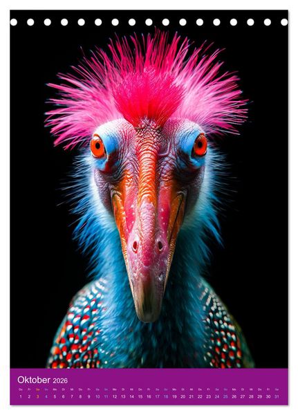 Produktbild: Neon-Evolution - Fluoreszierende Fantasietiere der KI-Welt (Tischkalender 2026 DIN A5 hoch), CALVENDO Monatskalender