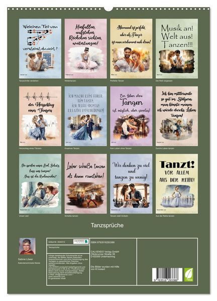 Produktbild: Tanzspr&uuml;che (hochwertiger Premium Wandkalender 2026 DIN A2 hoch), Kunstdruck in Hochglanz