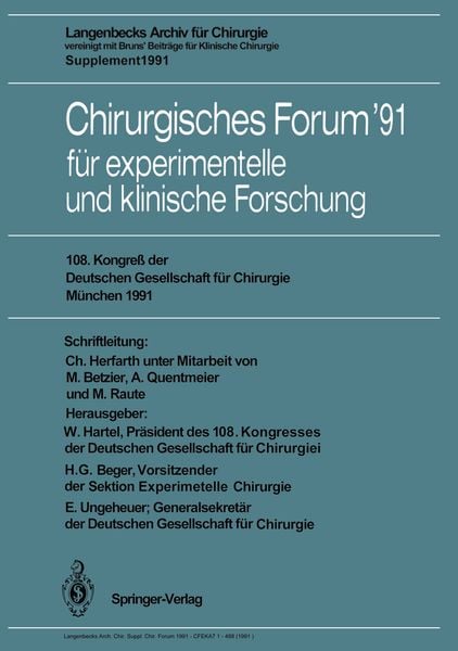 Produktbild: Chirurgisches Forum &rsquo;91 f&uuml;r experimentelle und klinische Forschung