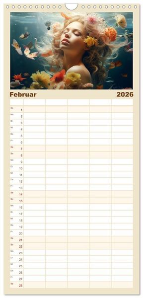 Produktbild: Familienplaner 2026 - M&auml;rchenhafte Fabelfrauen mit 5 Spalten (Wandkalender, 21 x 45 cm) CALVENDO