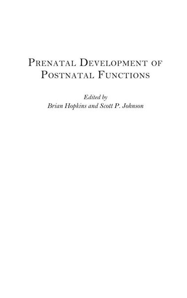 Produktbild: Prenatal Development of Postnatal Functions